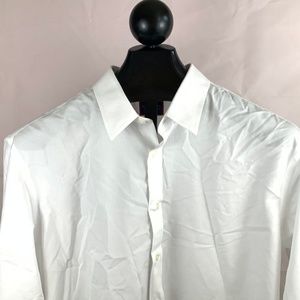 Mens Untuckit XL Solid White Oxford Casual Shirt